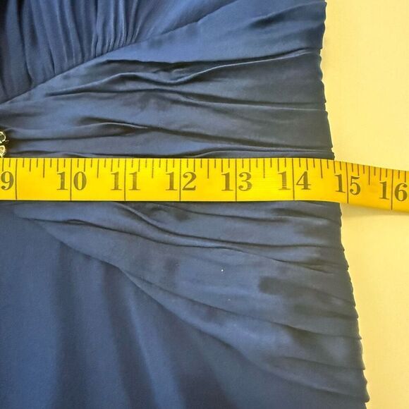 Vtg Y2K Maggy London  Blue Silk Bejeweled Backless Halter Dress Sz 8 - Picture 9 of 11